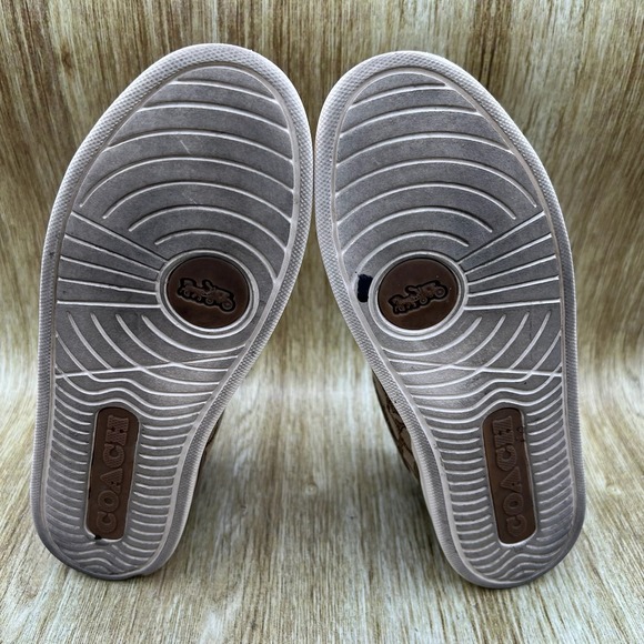 Coach Clip Low Top Sneaker Womens 6B Brown Khaki Signature Monogram Canvas G4967 - Picture 8 of 10